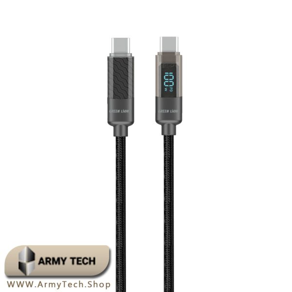 کابل USB-C USB-C گرین لاین با صفحه نمایش Green Lion 100w