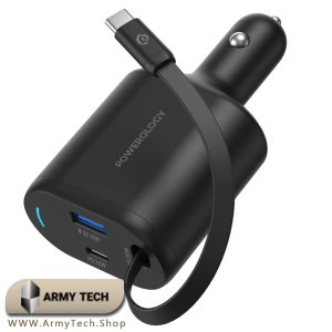 شارژر فندکی تایپ سی پاورولوجی PCCSR018 Powerology 70W جمع شو