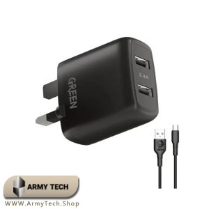 شارژر دیواری دو پورت USB 12w گرین لاین Green Lion