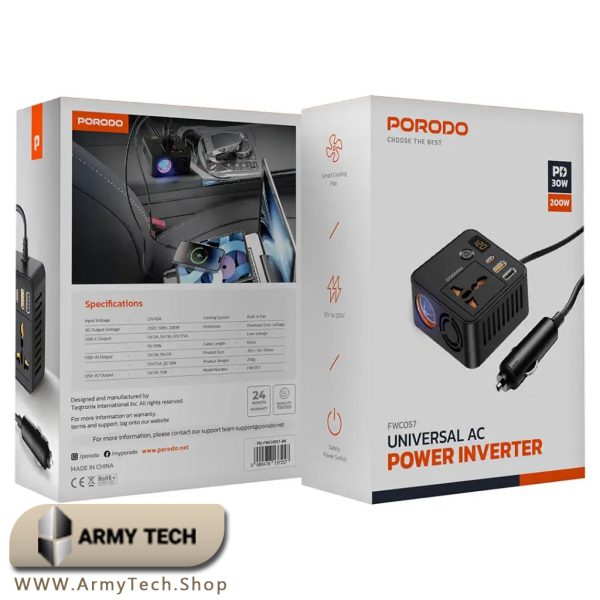 اینورتر خودرو پورودو fwc057 200w pd 30w پرودو Porodo