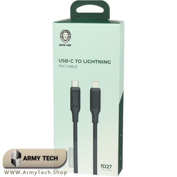 کابل usb-c به لایتنینگ گرین لاین 27w 1 متر Green Lion